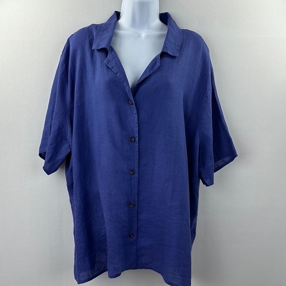 Flax Pants - Flax Two-Piece Periwinkle Linen Cropped Wide leg Pantsuit